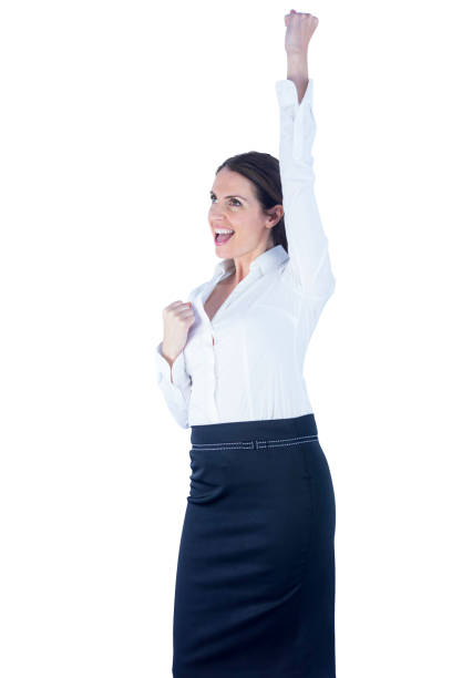 istock Businesswoman doing a victory pose 802921440