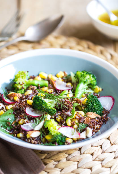 istock Red Quinoa with Sweet Corn and Broccoli salad by vinaigrette 802928714