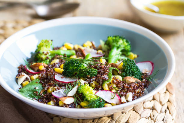 istock Red Quinoa with Sweet Corn and Broccoli salad by vinaigrette 802928732