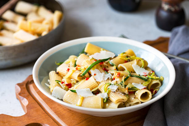 istock Rigatoni with Zucchini and Chili with grated Parmesan 802929408