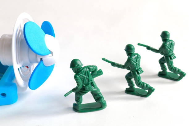 istock Portable fan and soldier 802947362