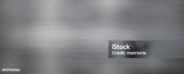 Brushed Steel Plate Background Texture Horizontal Stock Photo - Download Image Now - Backgrounds, Stainless Steel, Brushed Metal