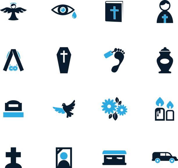 Funeral service icons set Funeral service vector icons for user interface design funeral home logo stock illustrations