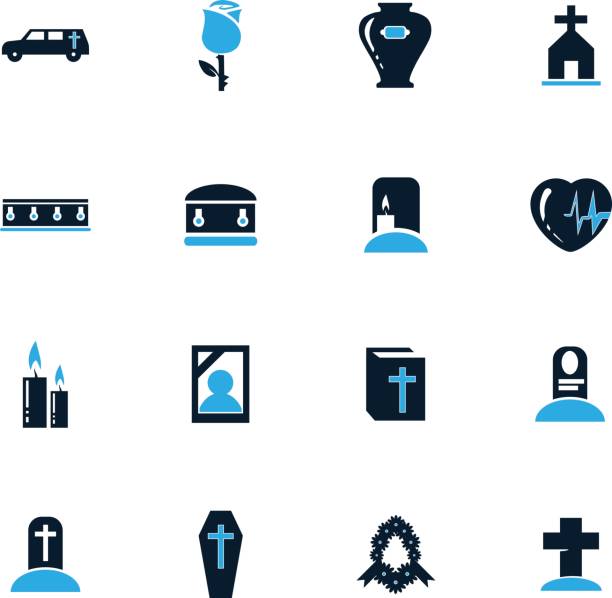 Funeral service icons set Funeral service vector icons for user interface design funeral home logo stock illustrations