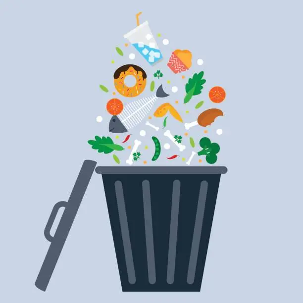 Vector illustration of trash bin