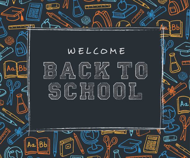 Back to School Background with line art icons - Illustration Back to School Background with line art icons - Illustration teacher borders stock illustrations