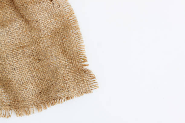 A piece of old burlap, isolated on a white background