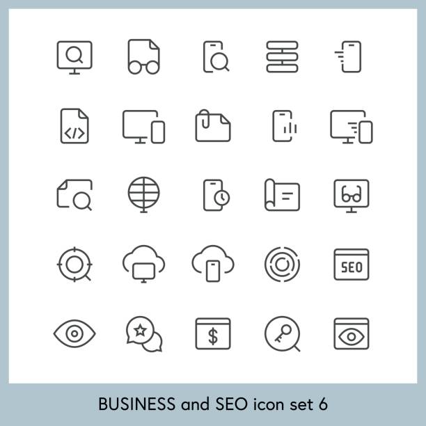Business and SEO icon set 6 Vector illustration of a set of business and SEO icons proof reading documents stock illustrations