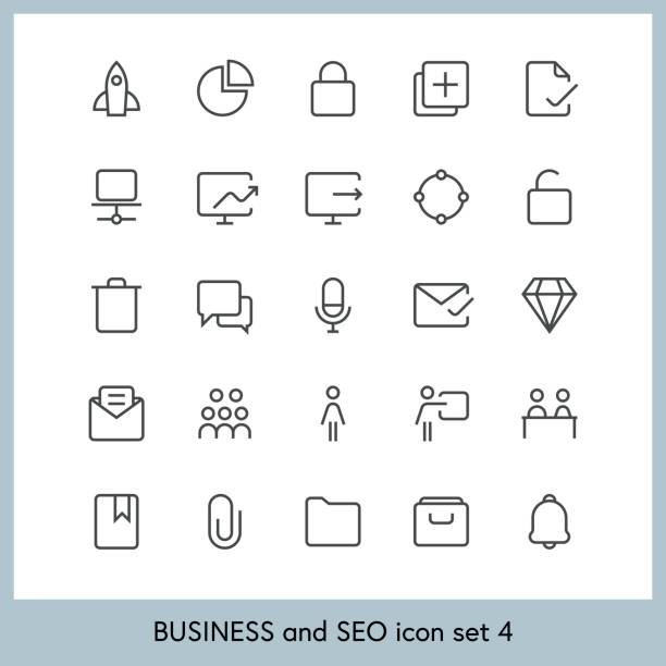 бизнес и seo значок набор 4 - square shape plus sign mathematical symbol social networking stock illustrations