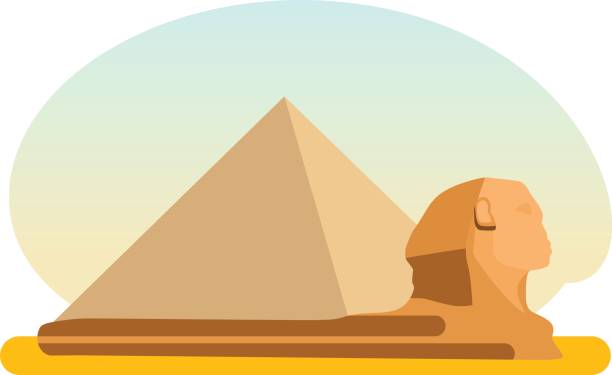 ilustrações de stock, clip art, desenhos animados e ícones de the famous ancient egyptian pyramid of cheops and the sphinx - giza pyramids sphinx pyramid shape pyramid