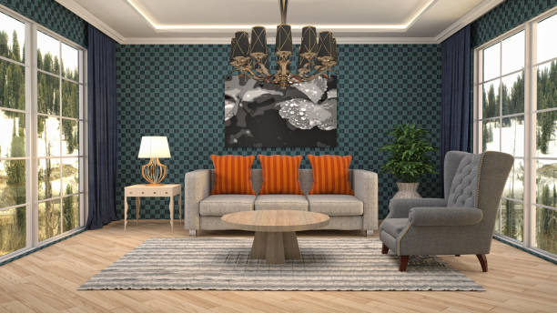 istock Interior living room. 3d illustration 802991760