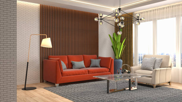 istock Interior living room. 3d illustration 802991890