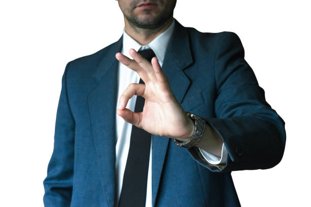 istock Young businessman shows gesture ok 802994572
