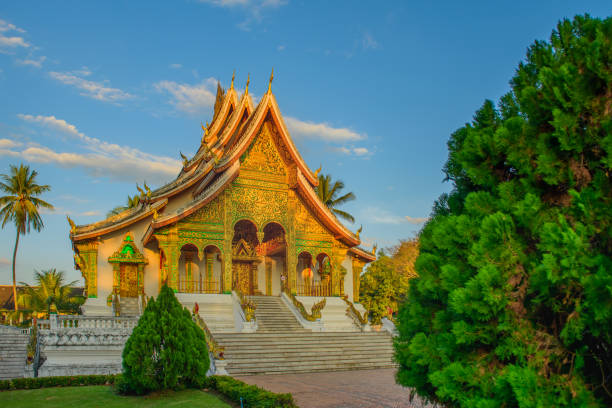 istock Temple in Luang Prabang with blue sky 802994884