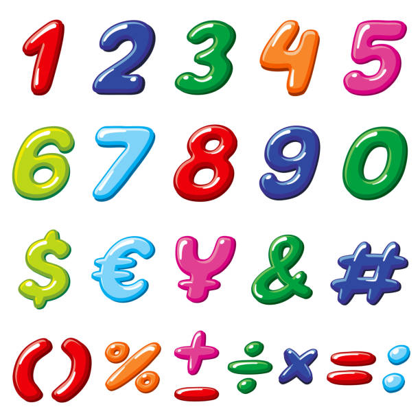 istock Vector rainbow candy numbers and glossy funny cartoon children alphabet symbols 803004474