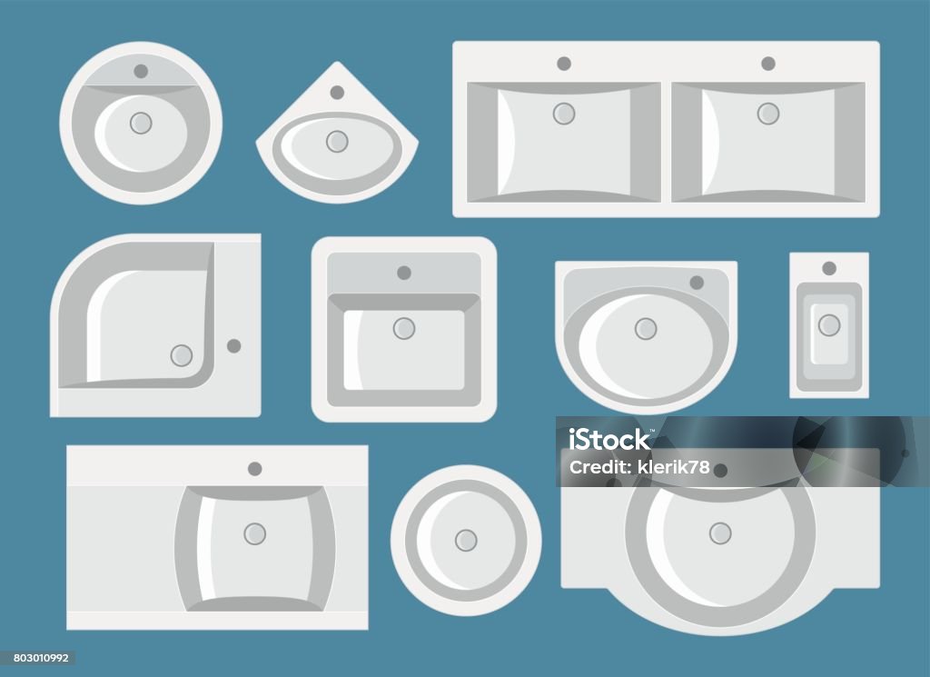 Sink Layout Vector Set Of Sinks In Flat Style Top View Vector Iilustration Stock ...