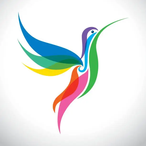 Vector illustration of Stylized Colorful Hummingbird