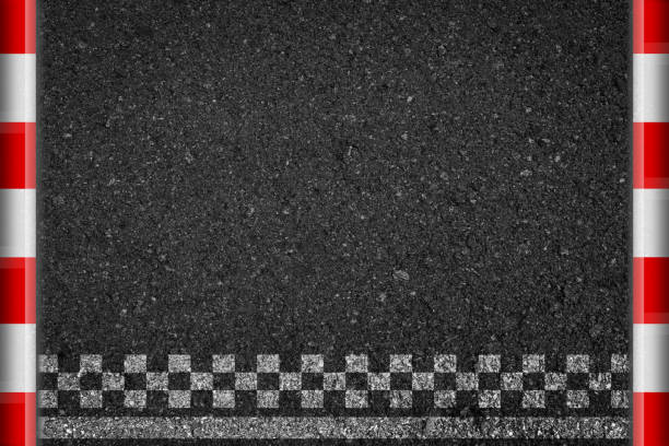 istock Finish line racing road asphalt background top view. 803050186