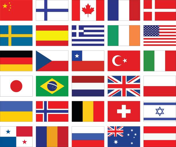 мировые флаги - brazil serbia stock illustrations