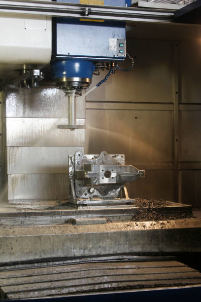 istock CNC metal machining by vertical mill 803063014