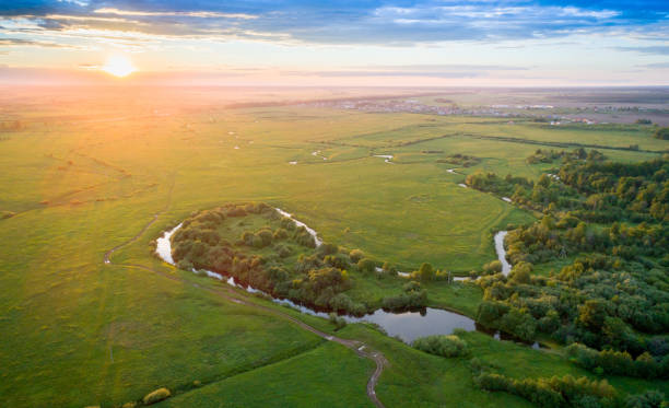 istock Bird's Eye View. Picturesque Sunset In Countryside 803068174