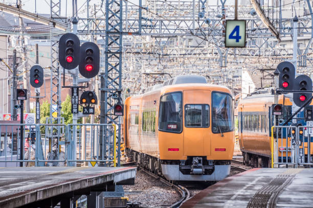 Kintetsu train at Yamato-Saidaiji Station, a railway station owned by Kintetsu Corporation and located in Saidaiji Kunimichō Itchōme, Nara, Japan.