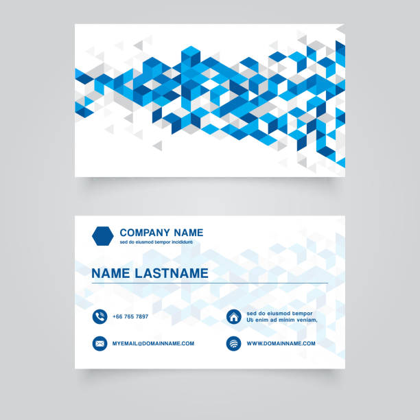 Business Namecard abstract blue geometric background with polygonal triangles, cube pattern. Vector Business Namecard abstract blue geometric background with polygonal triangles, cube pattern. Vector Illuatration triangle building stock illustrations