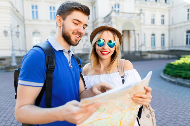 istock Happy couple at old city background 803101896