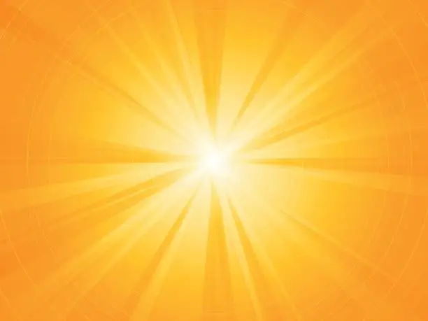 Vector illustration of yellow rays radial sun background