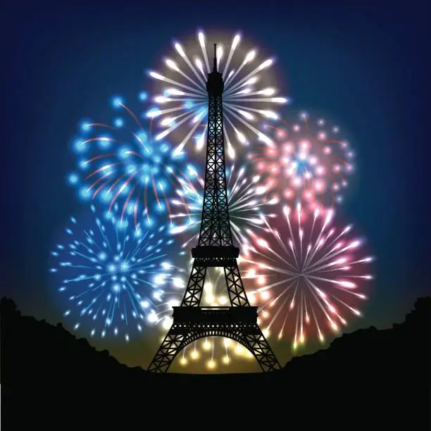 Vector illustration of Bastille day fireworks