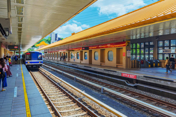 Taipei: This is Guandu mrt station which is an overground station on the red line on May 29, 2017 in Taipei