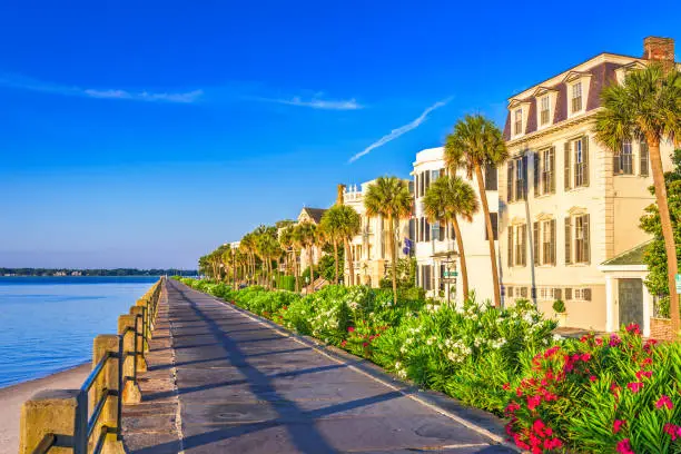 Charleston, South Carolina, USA at the historic homes on The Battery.