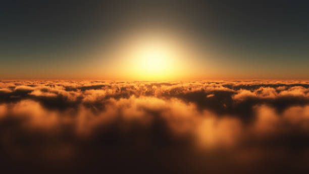 летать над облаками закат - golden sunset стоковые фото и изображения