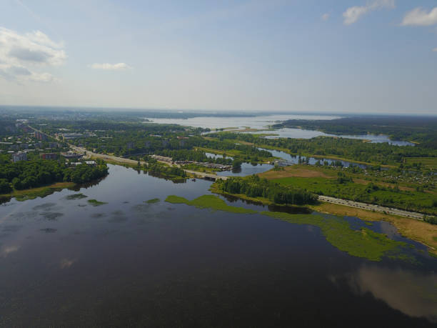 istock Riga lake Aerial drone top view Latvia 803146702