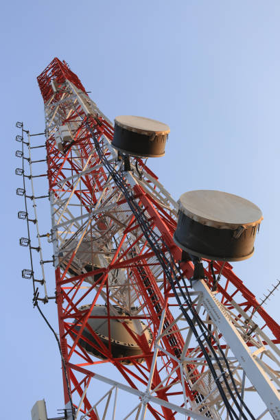 istock Antenna for Telephone communications in bright sky day time. 803152666