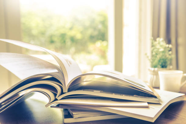 istock selective focus of  stacking magazine place on table in living room 803155444