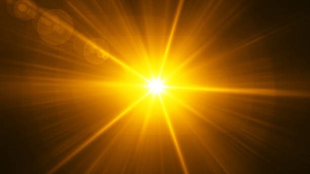 istock Realistic lens flares , Solar lens flare on black background 803164360