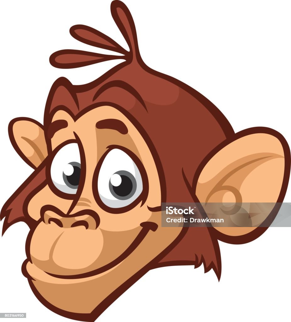 Cartoon monkey head icon. Vector isolated Cartoon monkey chimpanzee head icon. Vector isolated Ape stock vector