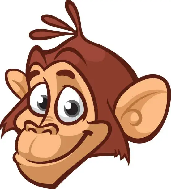 Vector illustration of Cartoon monkey head icon. Vector isolated