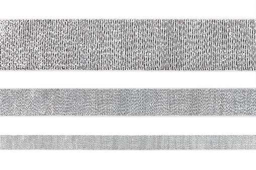 Set of straight shiny silver ribbon isolated on white background, design element