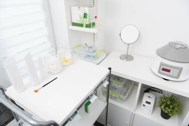 istock Cabinet of beautician with equipment 803171264