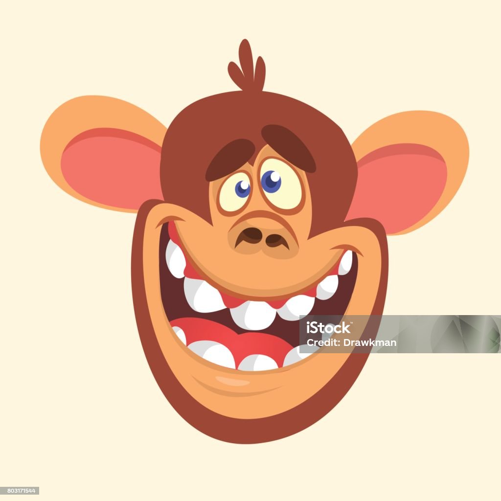Biểu Tượng Đầu Cười Của Khỉ Hoạt Hình Minh Họa Vector Kiểu Phẳng ...