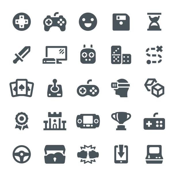 Game Icons Video game, leisure games, icons, joystick, gamepad, icon, game machine handheld video game stock illustrations
