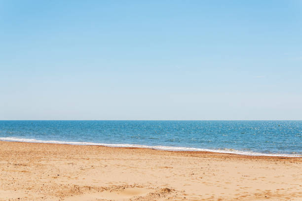 istock Sandy beach and blue ocean, beautiful sunny day, place of rest 803200988