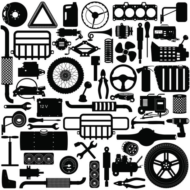 wektor części samochodowe piktogram - part of vehicle brake disc brake computer icon stock illustrations