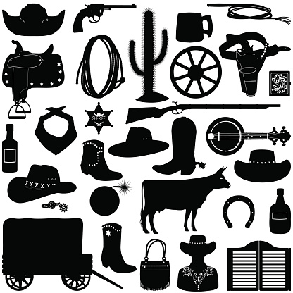 Vector Cowboy Pictograms isolated on white background