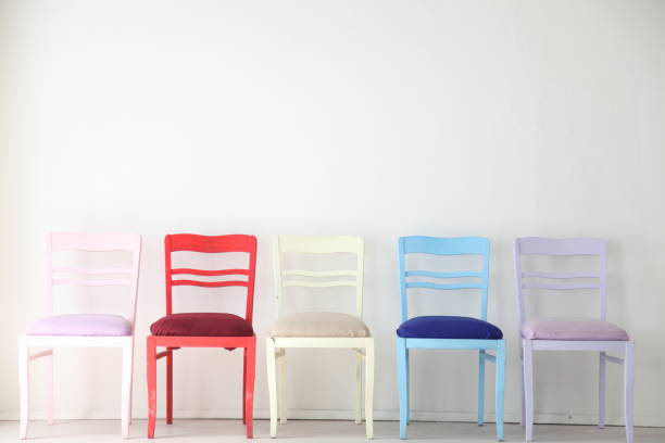 istock White room with colorful chairs blue yellow red blue purple 803236372