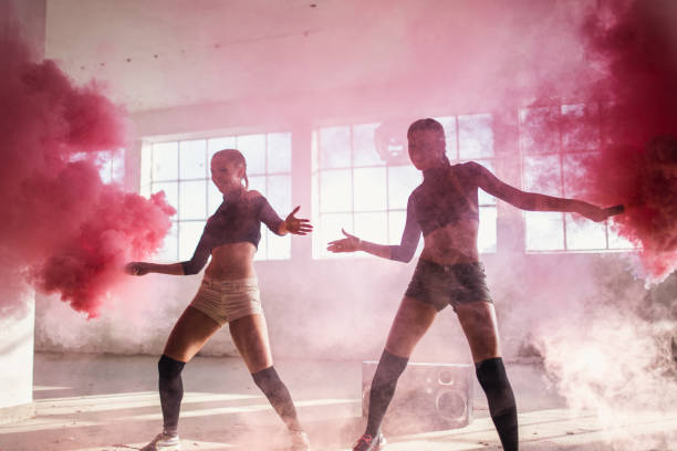 istock Two beautiful woman dancers 803241852