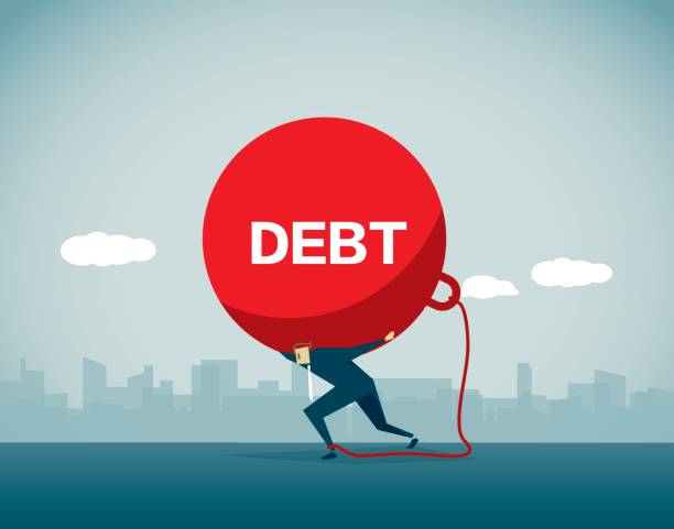 zadłużenia - debt crisis stock illustrations