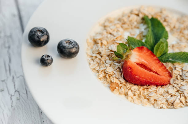 fresh Blueberries , strawberries and oatmeal